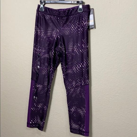 Under Armour Heatgear Compression Print Capri Pants Purple Multi Small - Picture 1 of 7